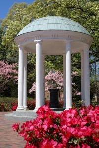UNC-CH Old Well with color blooms in foreground